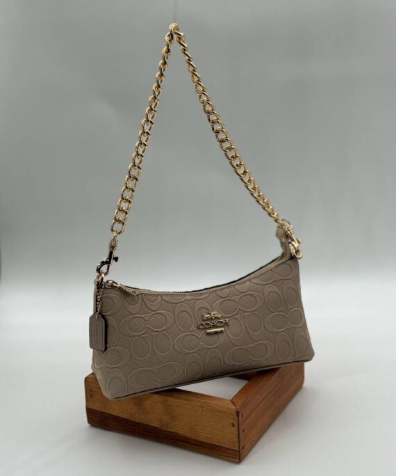 Coach Gofraj baskı zincirli baget vizon çanta