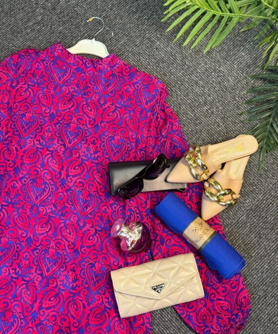 Anemon Elbise -1229-  Fuşya Gülü