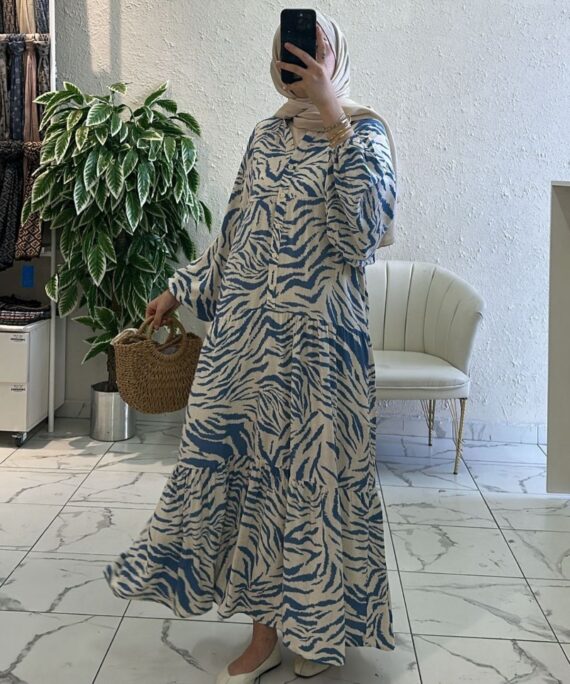 Zebra Desen Elbise - Okyanus