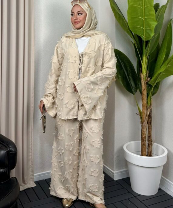 Hola Motif Desen İkili Takım TK100146 - Bej