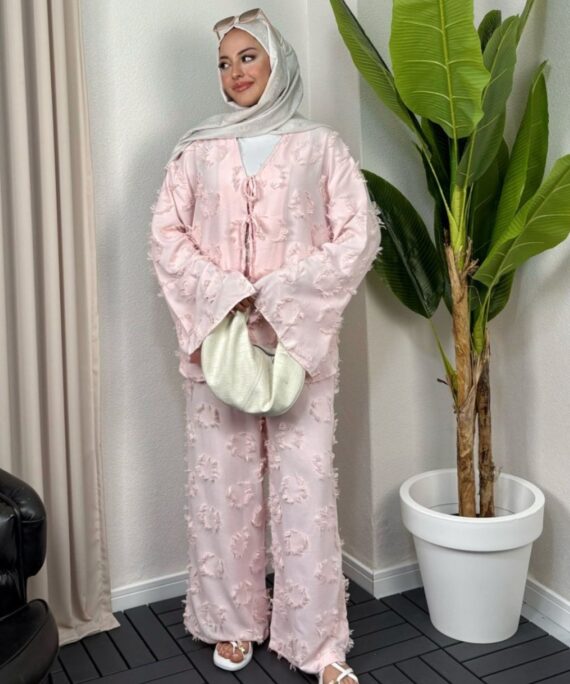 Hola Motif Desen İkili Takım TK100147 - Gül Pembe