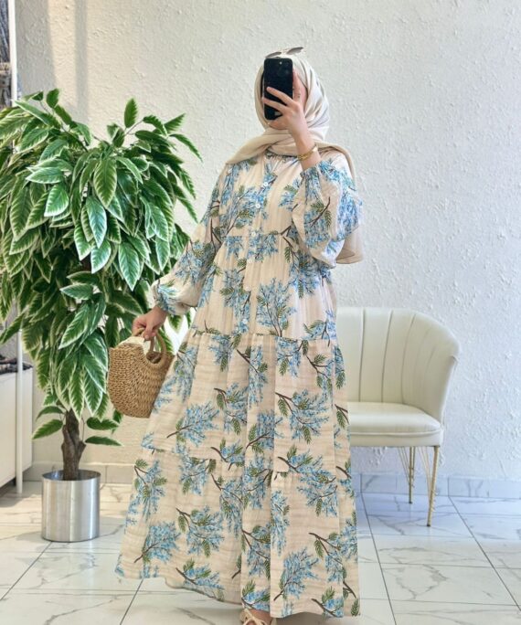 Mimoza Desen Elbise - Gökyüzü