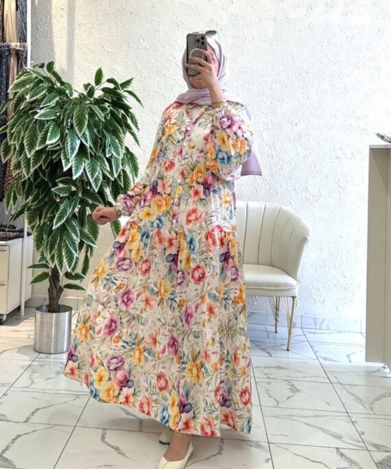 Jasmine Çiçek Bahçesi Elbise - Menekşe