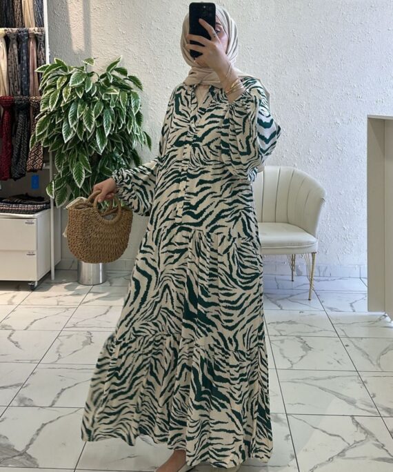 Zebra Desen Elbise - Okaliptüs