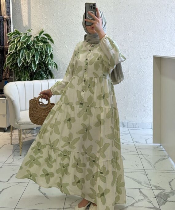 Orchid Maxi Elbise  L10019 BÜYÜK BEDEN -  Ada Çayı