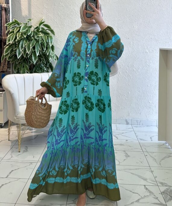 Vehlena Miss Elbise L10022 - Tropik Yeşil