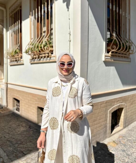 Nakışlı İkili Takım TK10040 - Bej