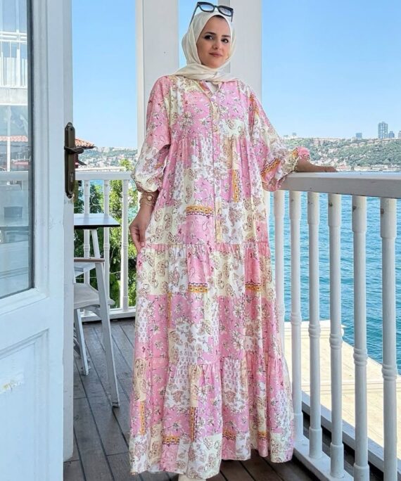 Bohem Rüya Elbise L10043 - Toz Orkide