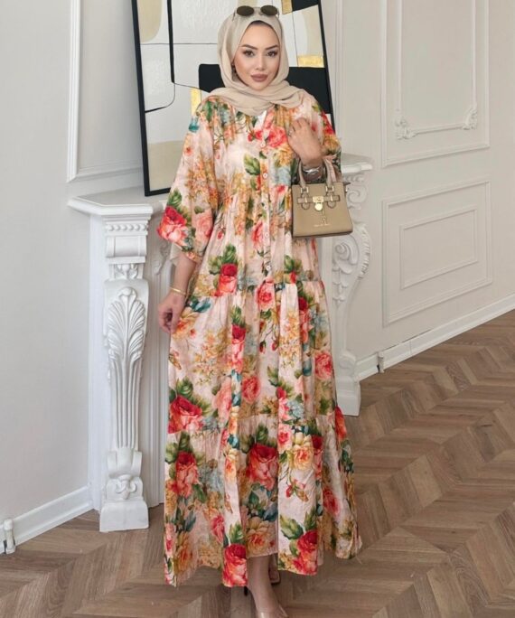 Sierre Bahar Desen Elbise L10078 - Zümrüt