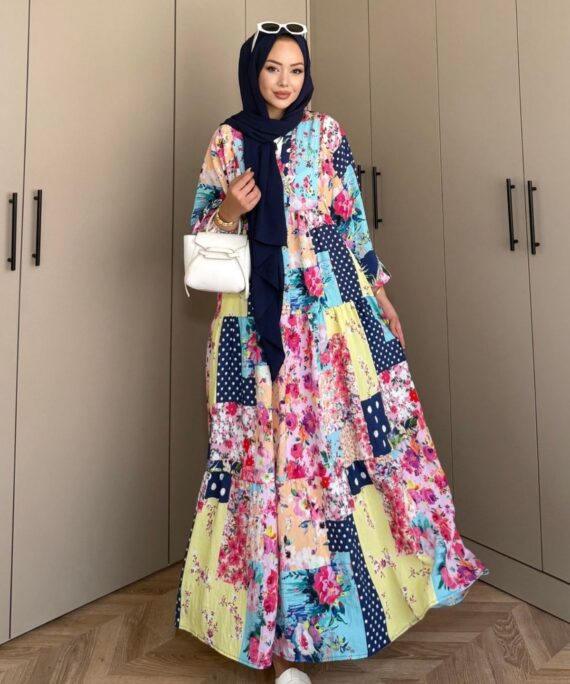 Majic Elbise L10080 - Patchwork Bahar