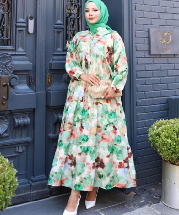 Samyella  Elbise L100104 - Toz Yeşil