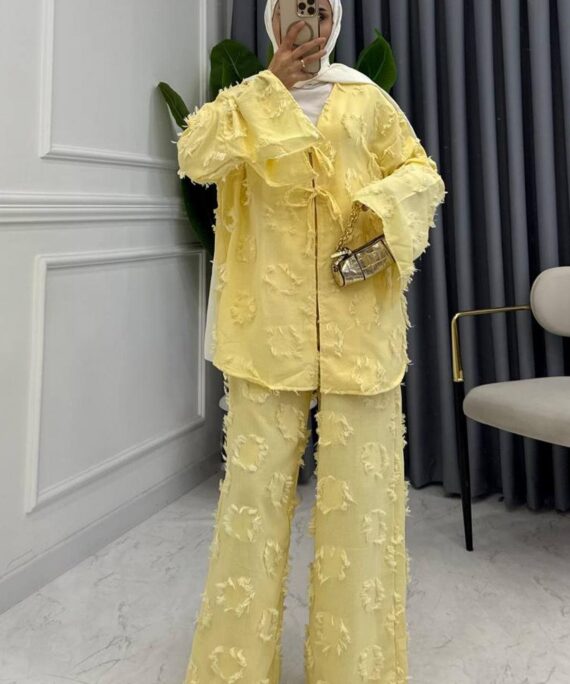 Hola Motif Desen İkili Takım TK100143 - Gün Işığı