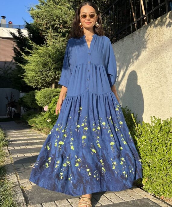 Solinda  Elbise  L100204  - Saks Mavi