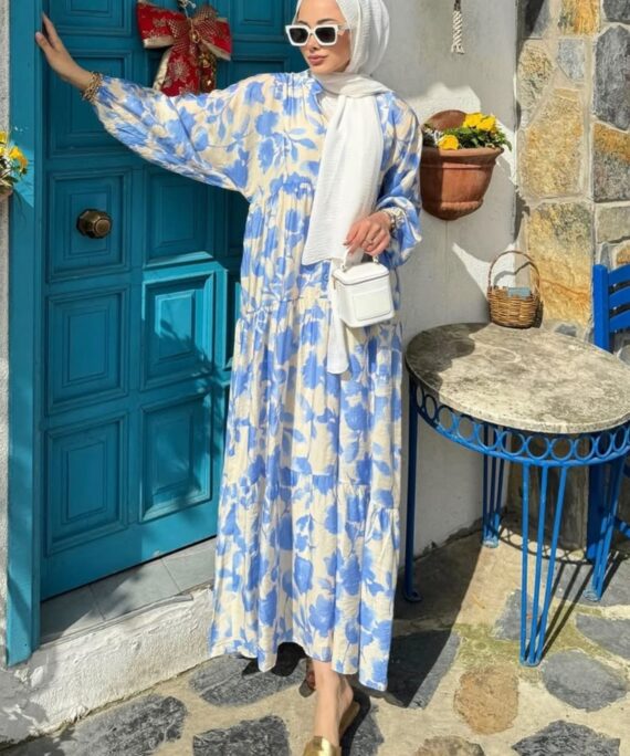 Asel Desen Elbise  L100206  - Maviş