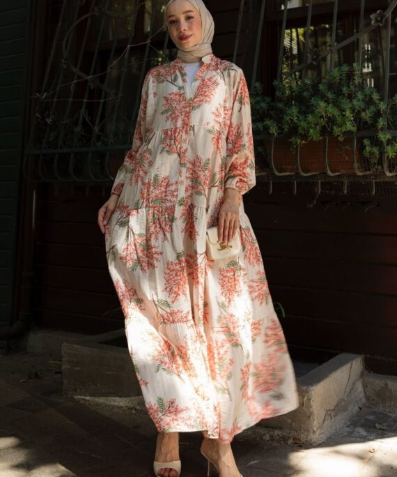 Mimoza Desenli Elbise - Narencik