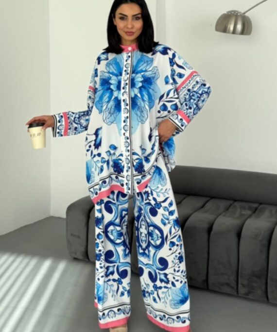 Roma Çiçek Desen İkili Takım TK100218 - Deniz Köpüğü