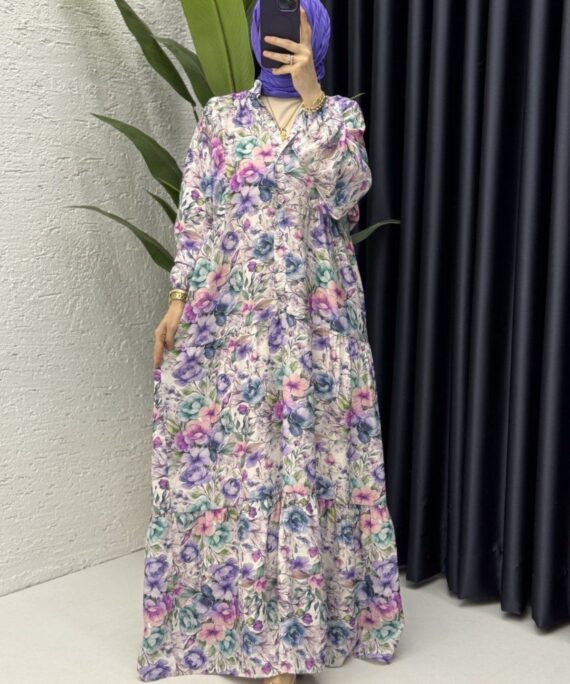 Jasmine Çiçek Bahçesi Elbise ELB100231 - Lavanta