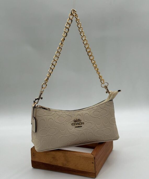 Coach Gofraj baskı zincirli bej çanta