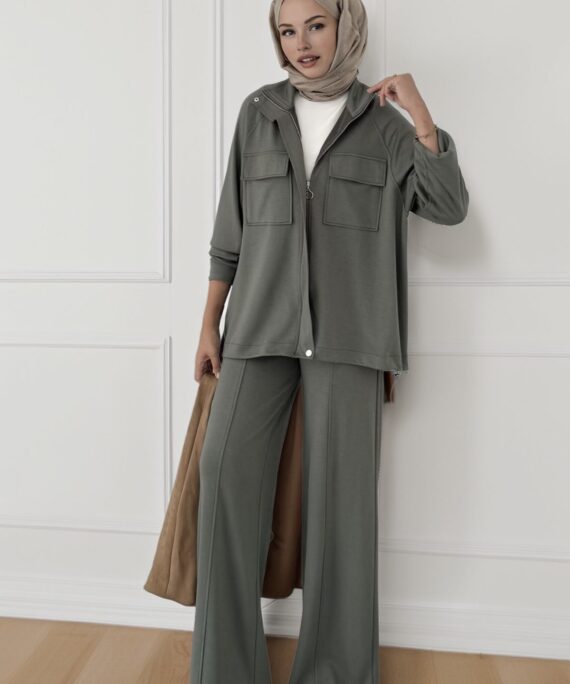 Premium Oysho  Bomber İkili Takım BÜYÜK BEDEN TK100248  - Haki