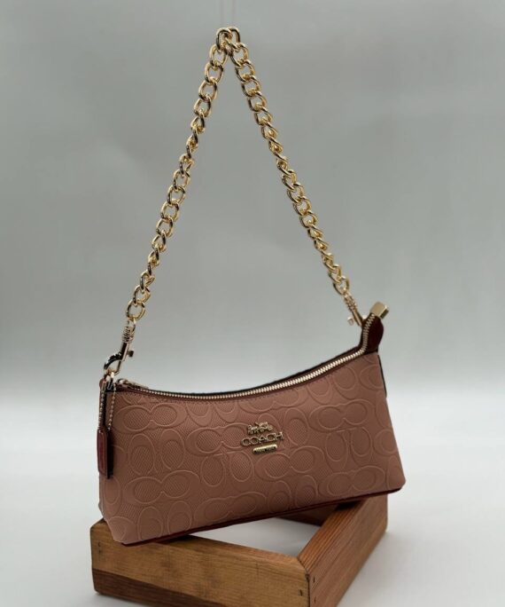 Coach Gofraj baskı zincirli baget nude çanta