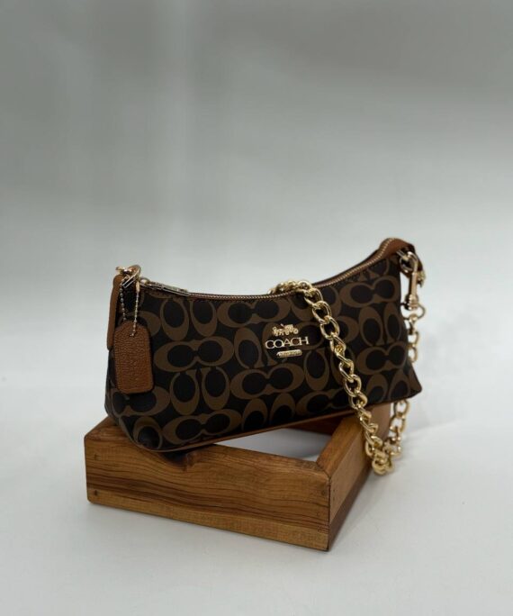 Coach monogram zincirli baget taba- Kahve çanta