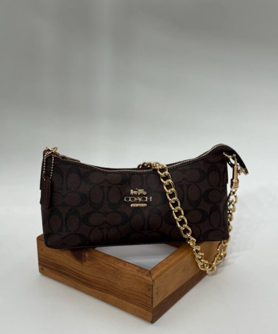 Coach monogram zincirli baget kahve çanta