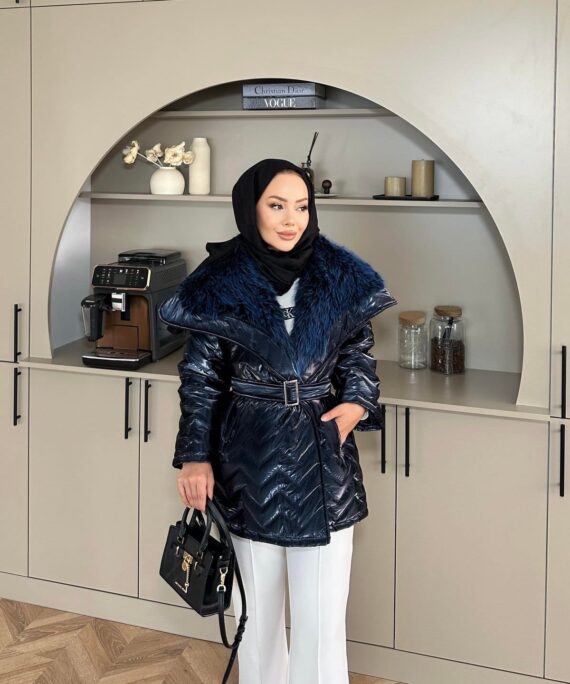 Pena Kürk Yaka Detaylı Mont DŞ100285 - Lacivert