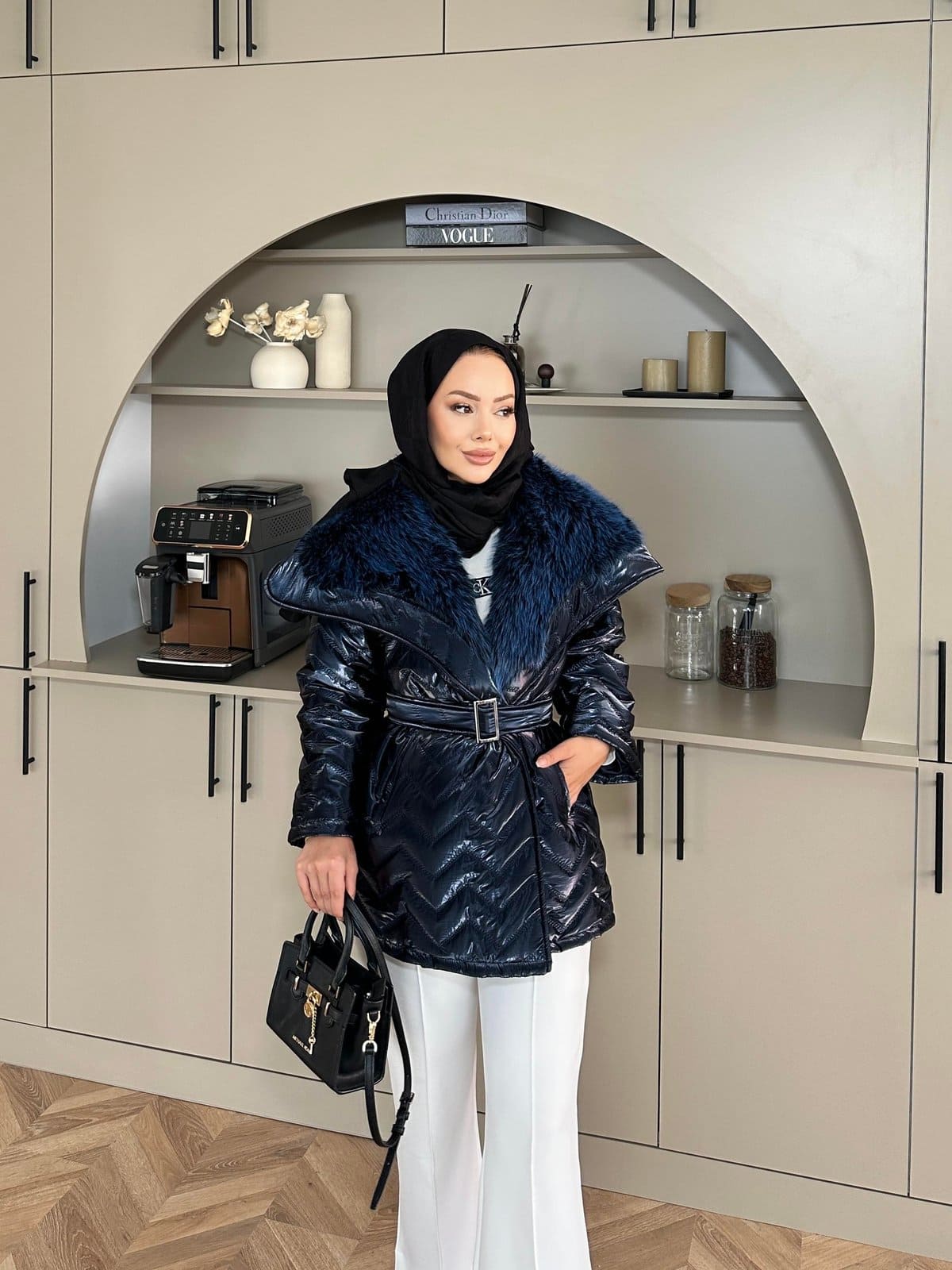 Pena Kürk Yaka Detaylı Mont DŞ100285 - Lacivert