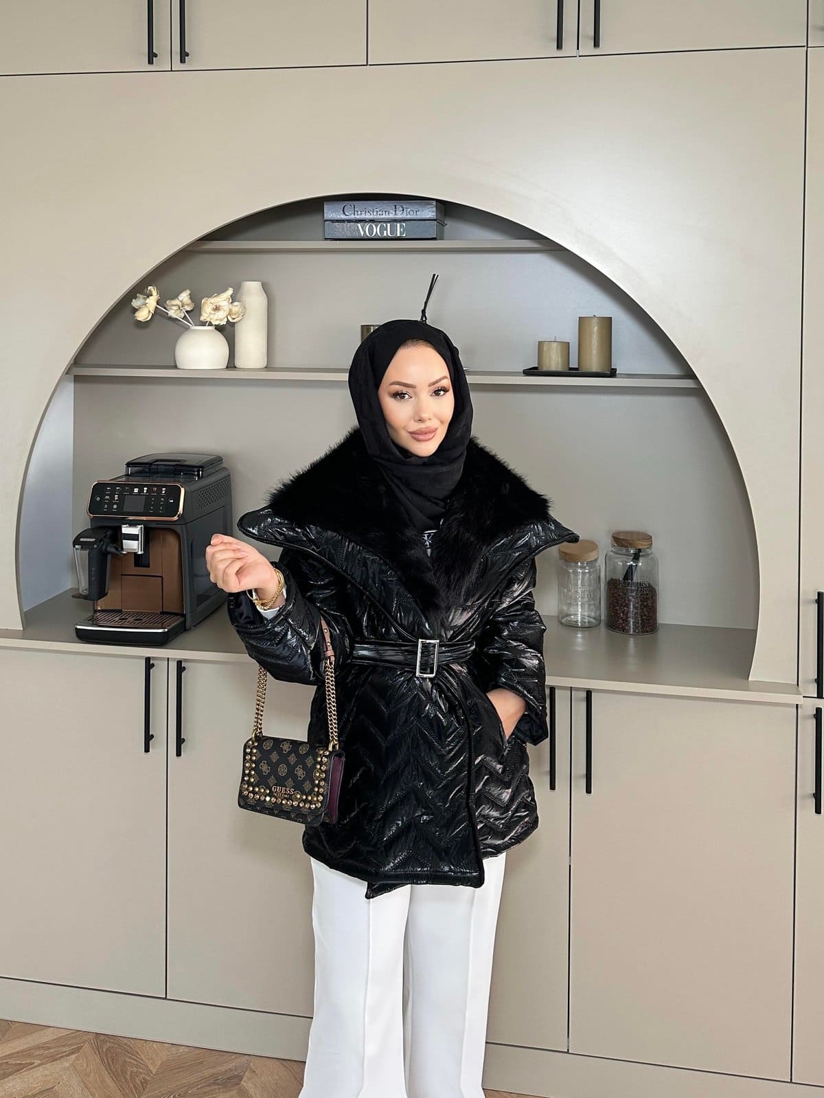 Pena Kürk Yaka Detaylı Mont DŞ100285 - Siyah