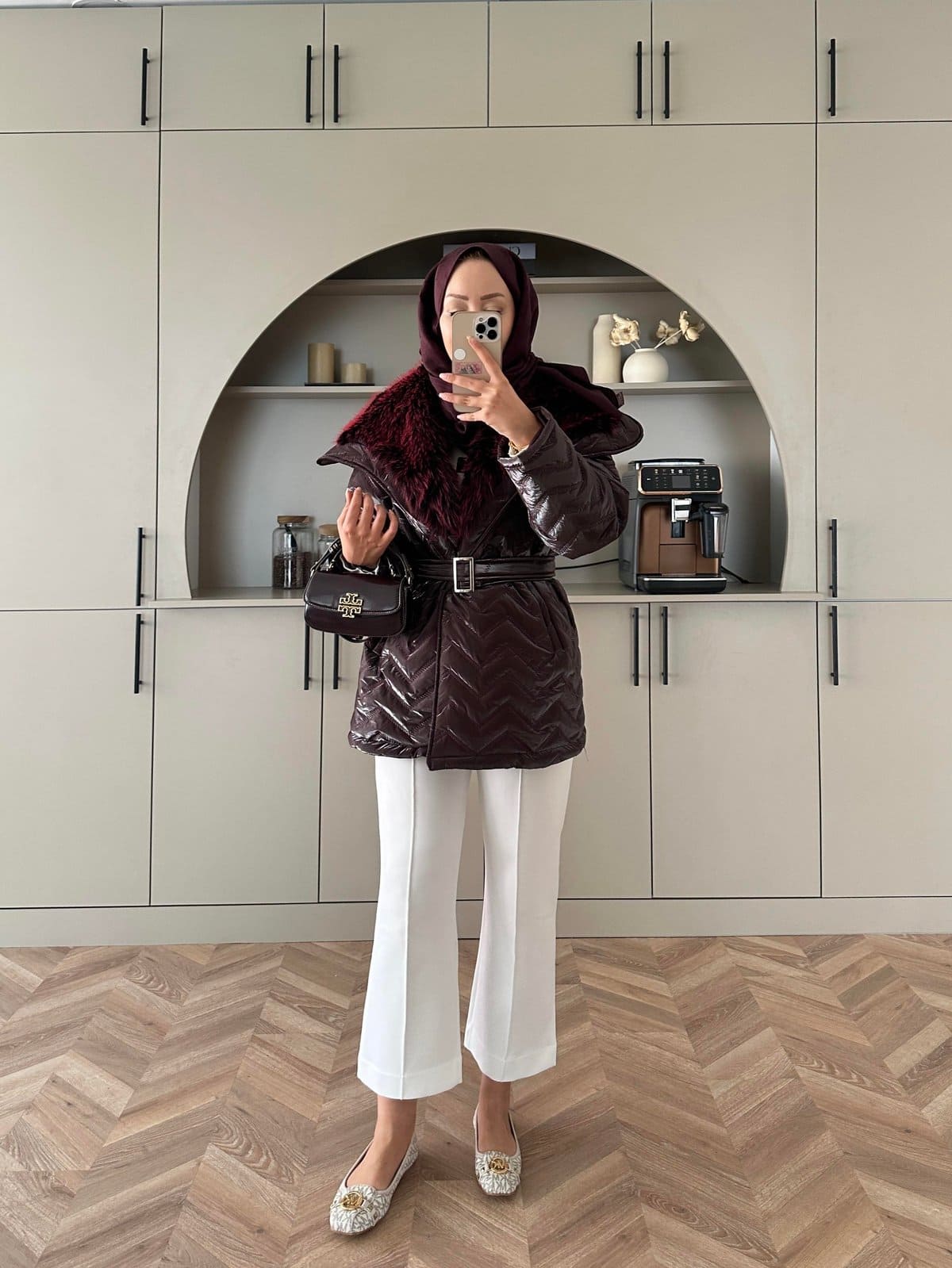 Pena Kürk Yaka Detaylı Mont DŞ100285 - Bordo - Görsel 3