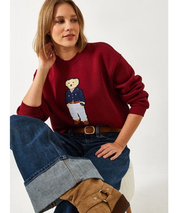 Moniy Ayıcık Detay Sweat SWT100448  - Bordo