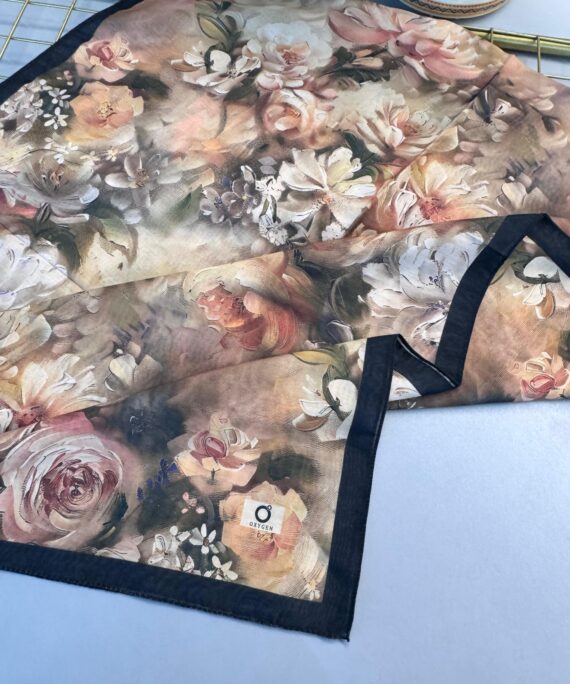 Gül Zarafeti Desen Pamuk İpek Şal-Somon