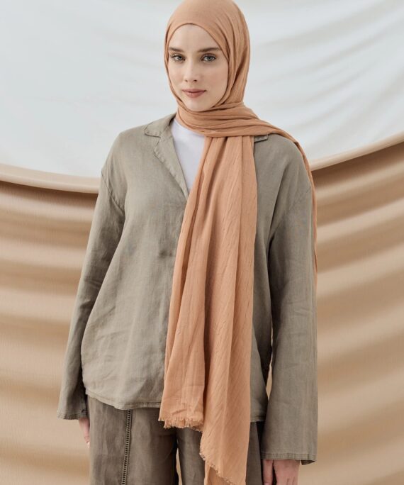 Organic Scarfs Bambu Kraş Şal Modeli -Kum beji