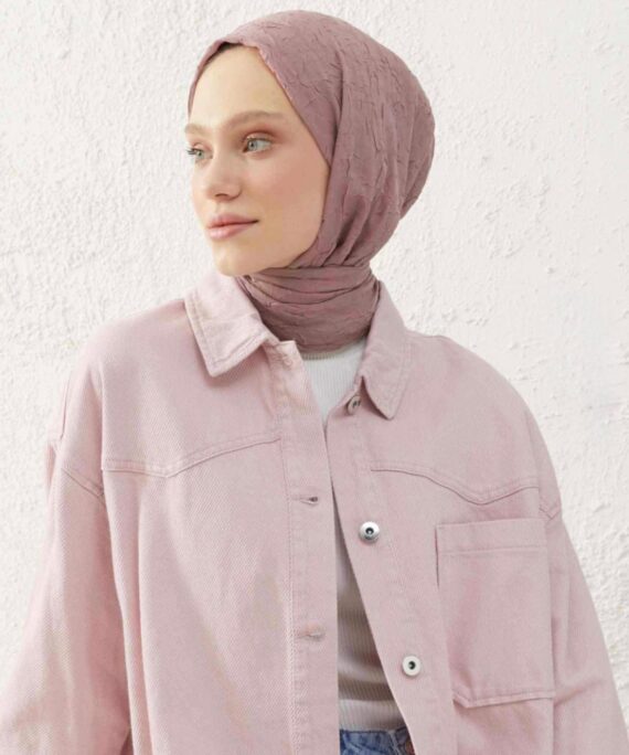 Organic Scarfs Bambu Kraş Şal Modeli -Buz Pembe