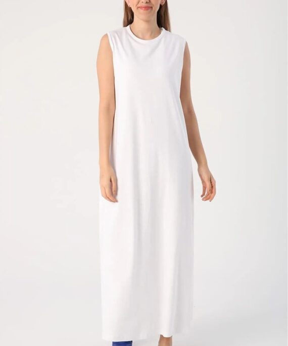 Sıfır Kol Elbise  L100207  - Beyaz