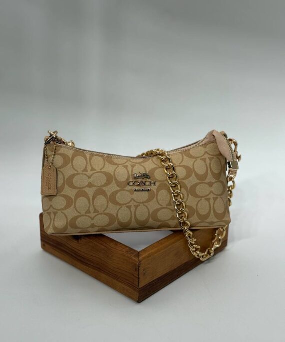 Coach monogram zincirli baget camel çanta