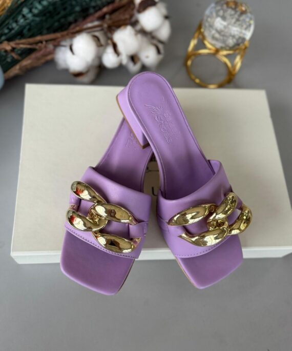 Işıltı Zincirli Terlik – Lila 36 Beden