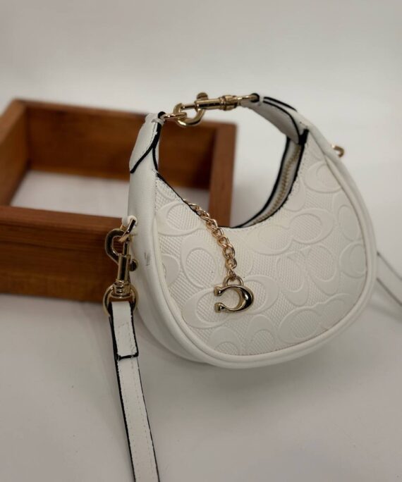 Coach Gofraj küçük boy ay çanta beyaz çanta