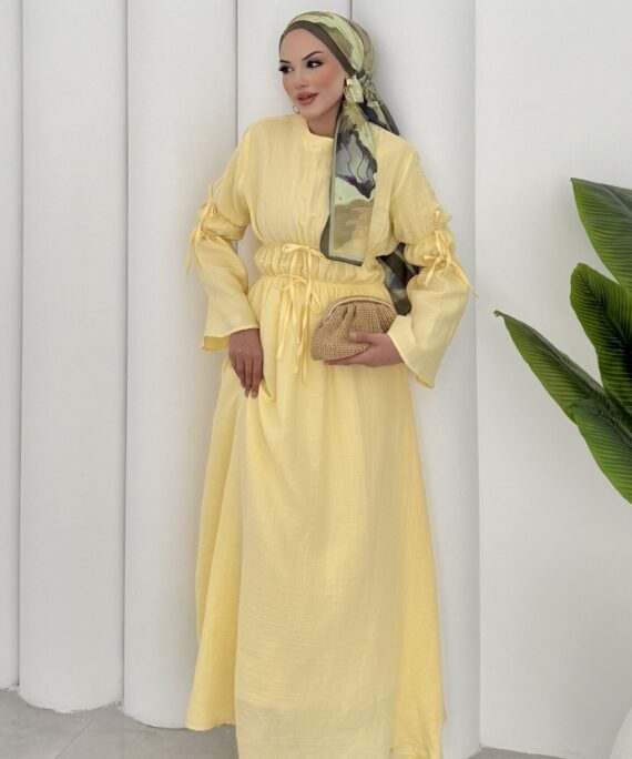 Solera Müslin Elbise L100216 - Sarı