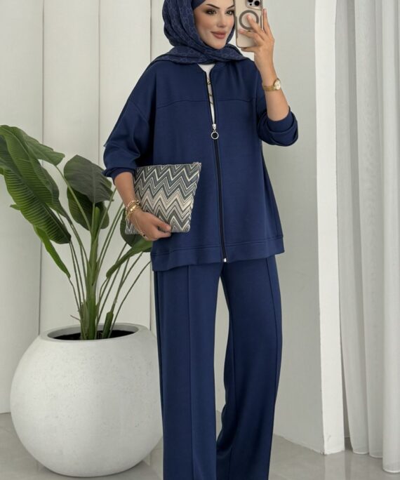 Premium Fermuarlı Basic İkili Takım TK2962  - Lacivert