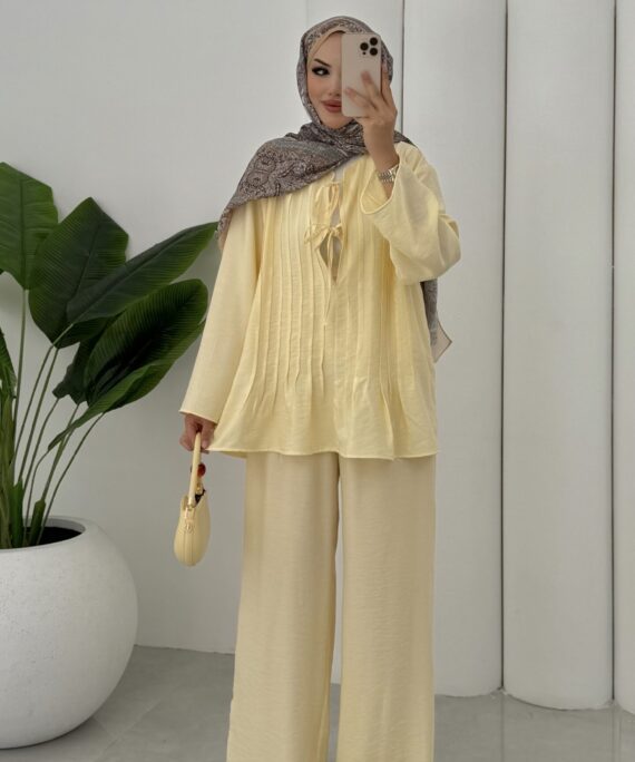 Vool Bağlamalı ASTARLI İkili Takım TK100165 - Sarı