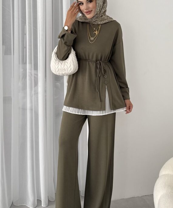 Premium Oysho Düğmeli  İkili Takım TK2968  -  Haki