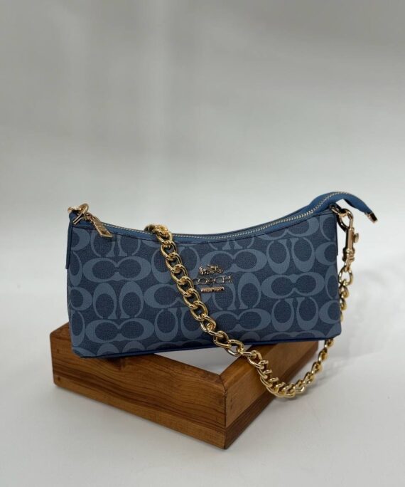 Coach monogram zincirli baget mavi çanta