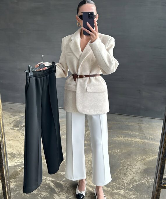 Palazzo Çımalı Pantolon  PNT100137 - Beyaz