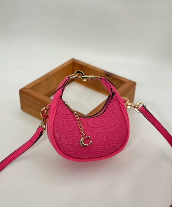 Coach Gofraj küçük boy ay çanta fuşya çanta