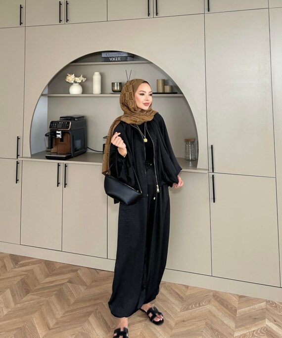 Saten Bomber Ceket Pantolon İkili Takım TK100238  -Siyah