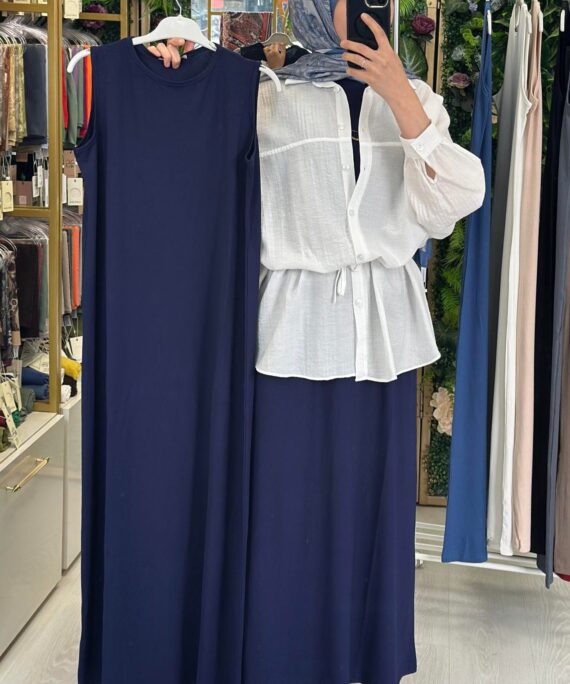 Sıfır Kol Elbise  L1002220  - Lacivert