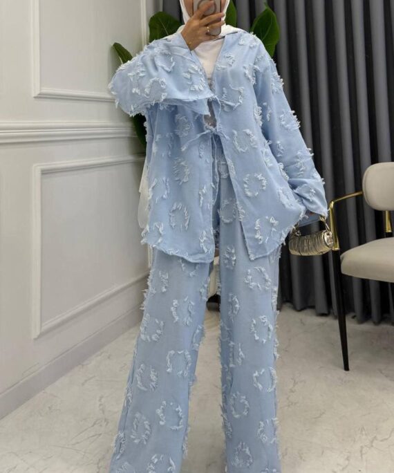 Hola Motif Desen İkili Takım TK100144 - Bulut Mavi