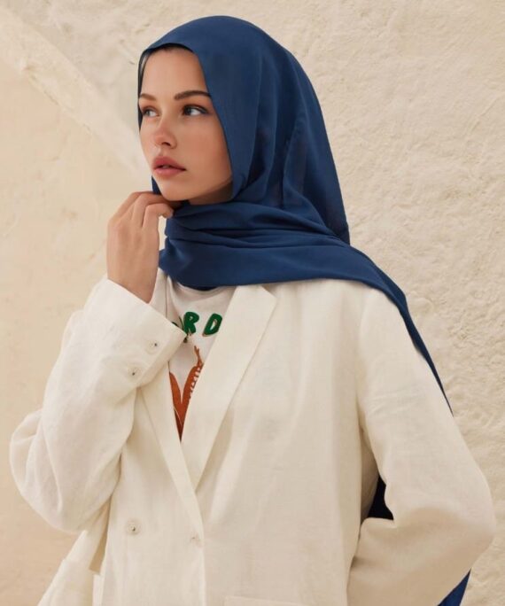 Rami Pamuk Şal 741074 - Açık lacivert