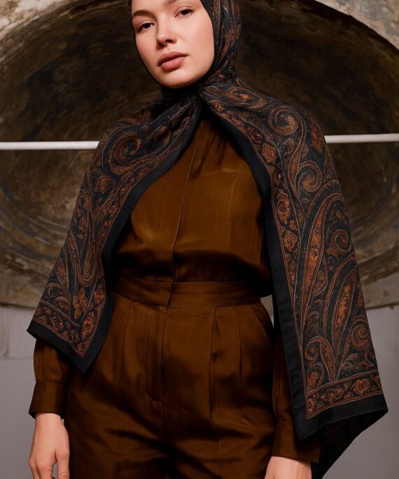 Nakkaş Desen Pamuk İpek Şal-10003-Somon